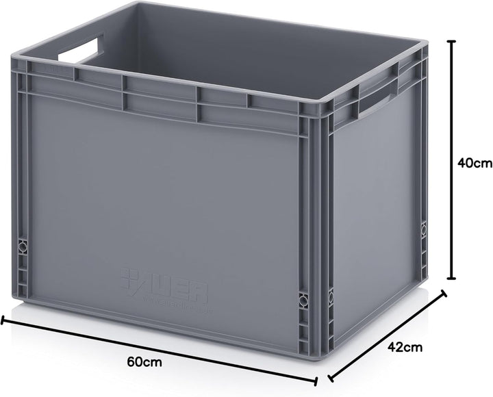 Auer Packaging Eurobehälter 60 x 40 x 42 cm, 86 Liter Eurobox grosse Lagerbox mit Griffen 60x40x42 P