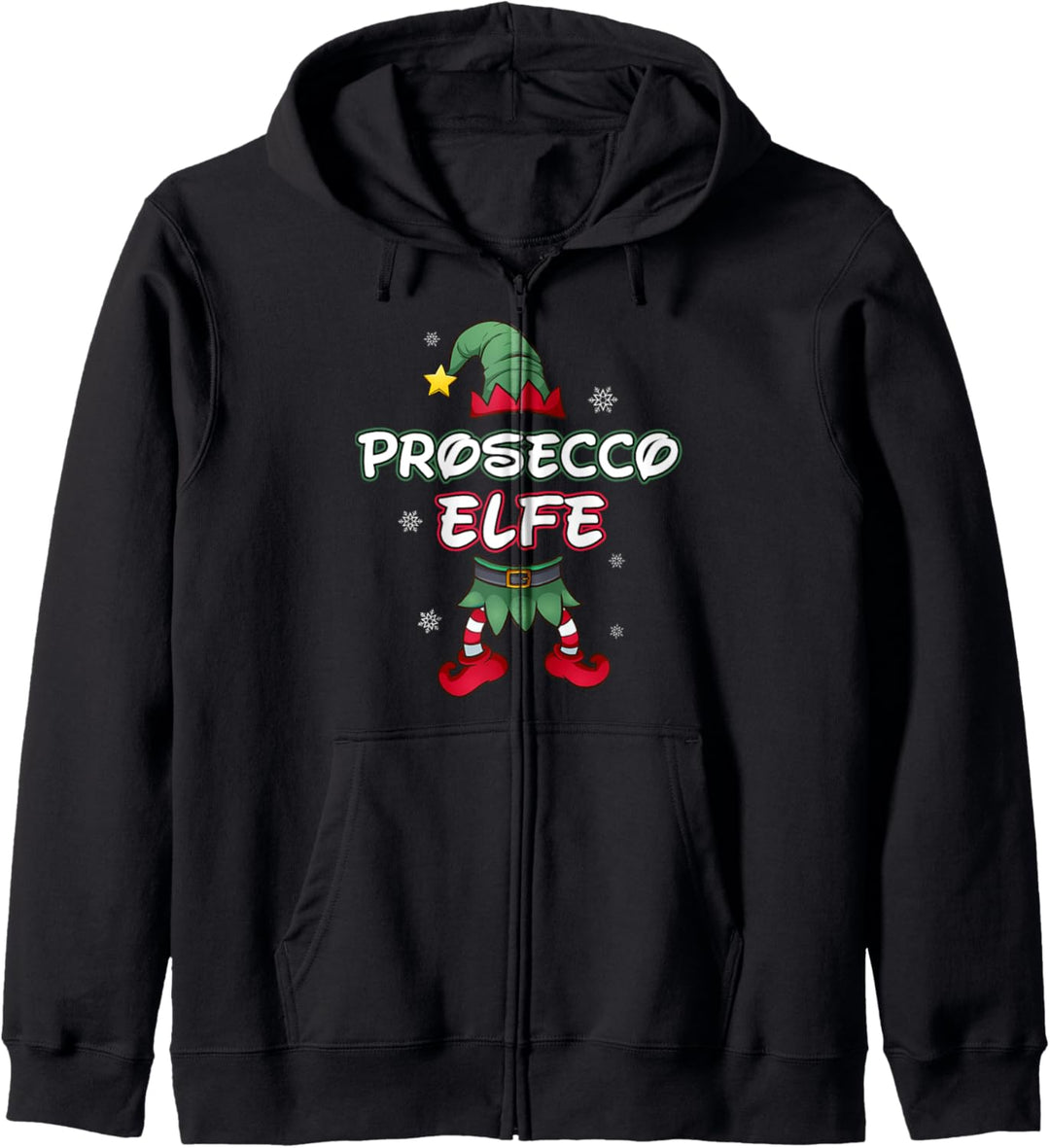 Prosecco Elfe Weihnachtsoutfit Partnerlook Weihnachten Kapuzenjacke