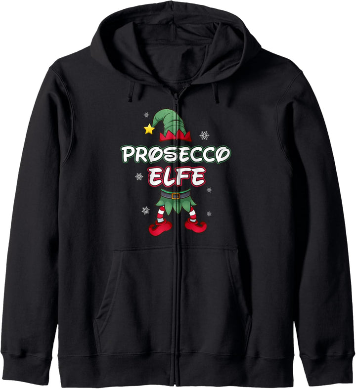 Prosecco Elfe Weihnachtsoutfit Partnerlook Weihnachten Kapuzenjacke
