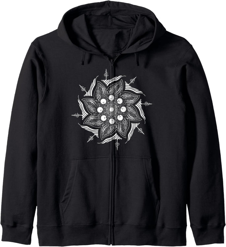 Cool Banjo Mountains & Tree Mandala Graphic Kapuzenjacke