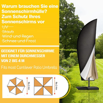 Reinalin Sonnenschirm-Abdeckung, für den Garten, wasserdicht, winddicht, UV-beständig, reissfest, Sc
