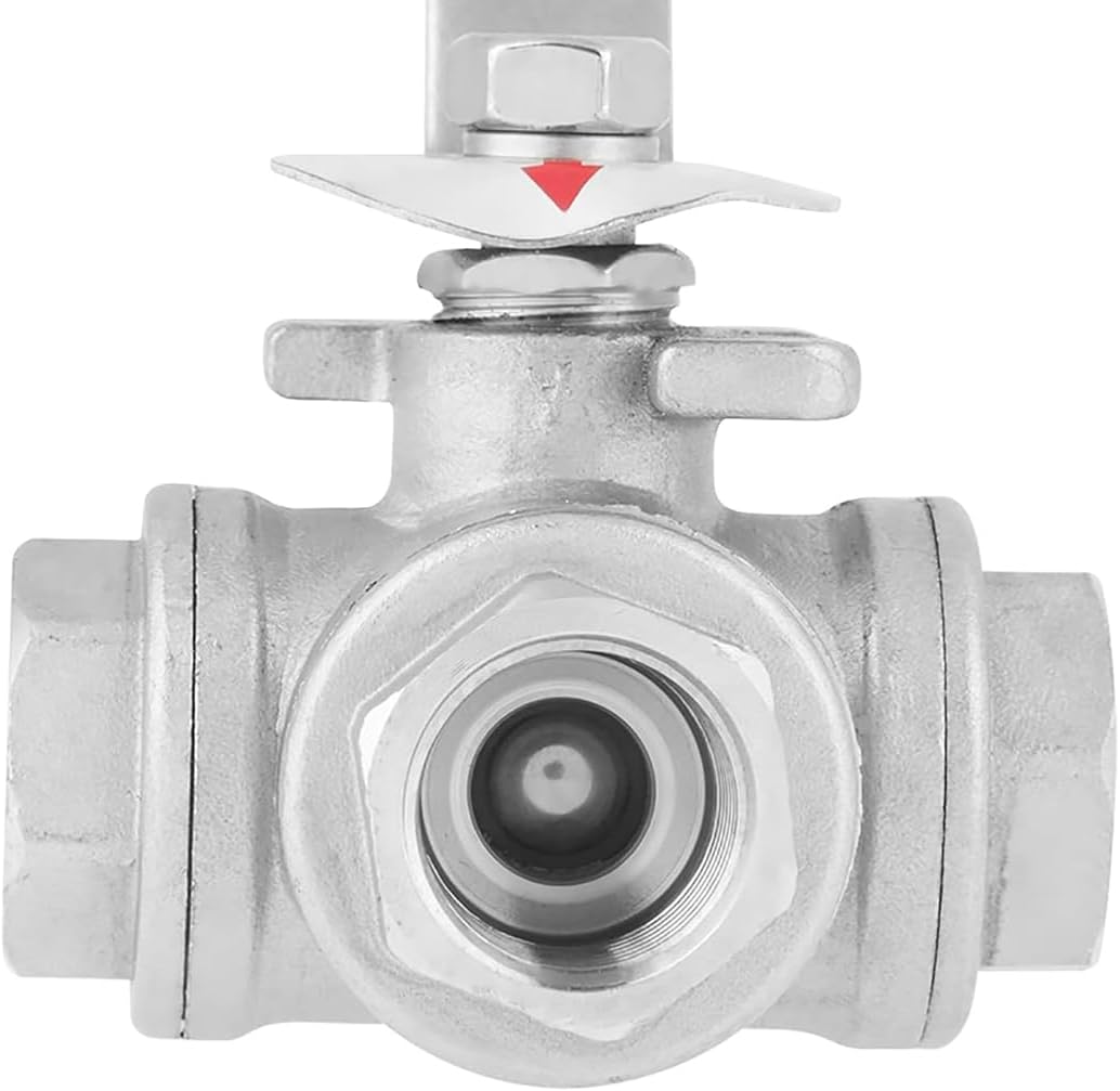 Edelstahl 3 Weg Kugelhahn 1 Zoll RC Gewinde DN25 304 T Typ Industrielle Rohrverschraubung Manuelles