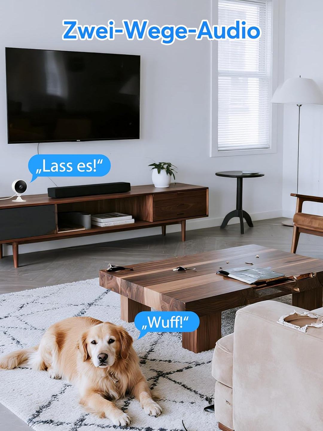 Überwachungskamera Innen 2K 3MP, WLAN Babyphone und Haustierkamera mit Bewegungserkennung, Zwei-Wege