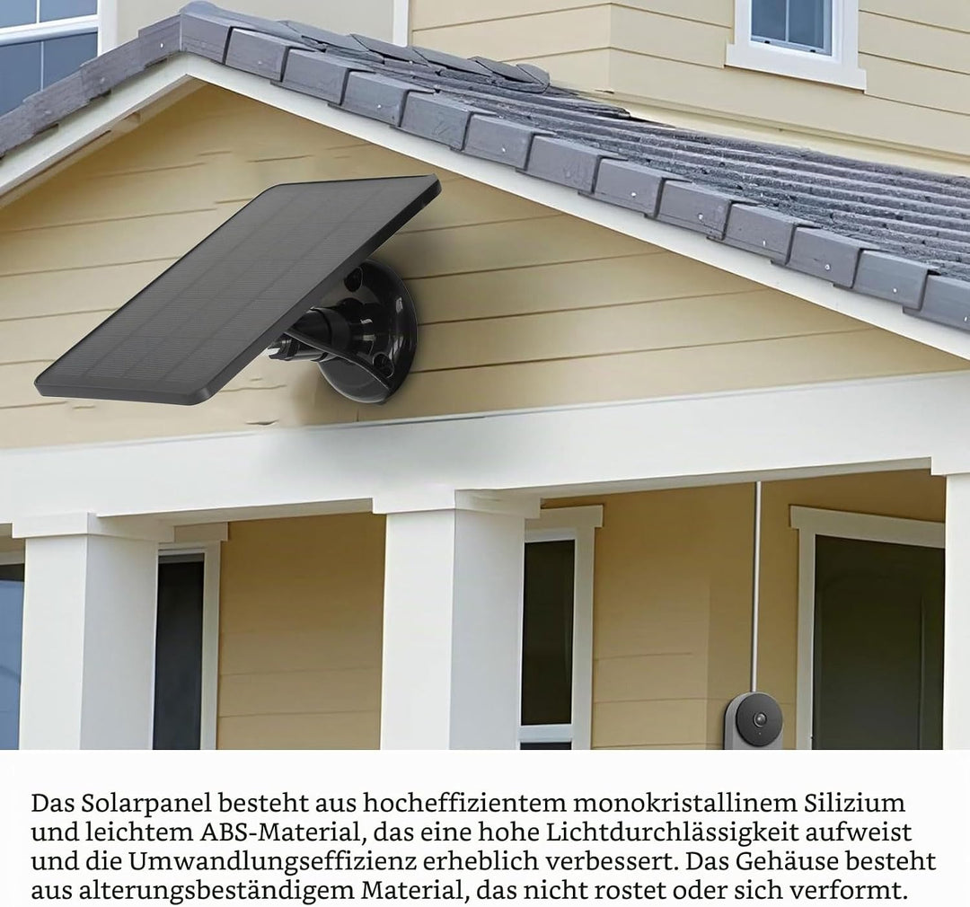 Solarpanel-Ladegerät für Ring Spotlight Cam und Ring Stick Up Cam, IP65 Wasserdichtes Solarpanel mit