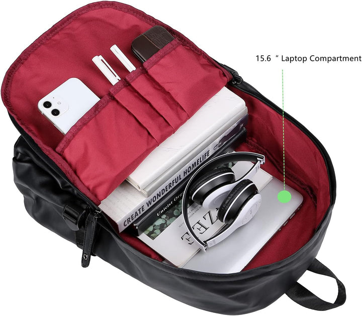 BAOSHA BP-08 TOP Laptop-Rucksack aus PU-Leder, Schul-Rucksack, Tasche, schwarz