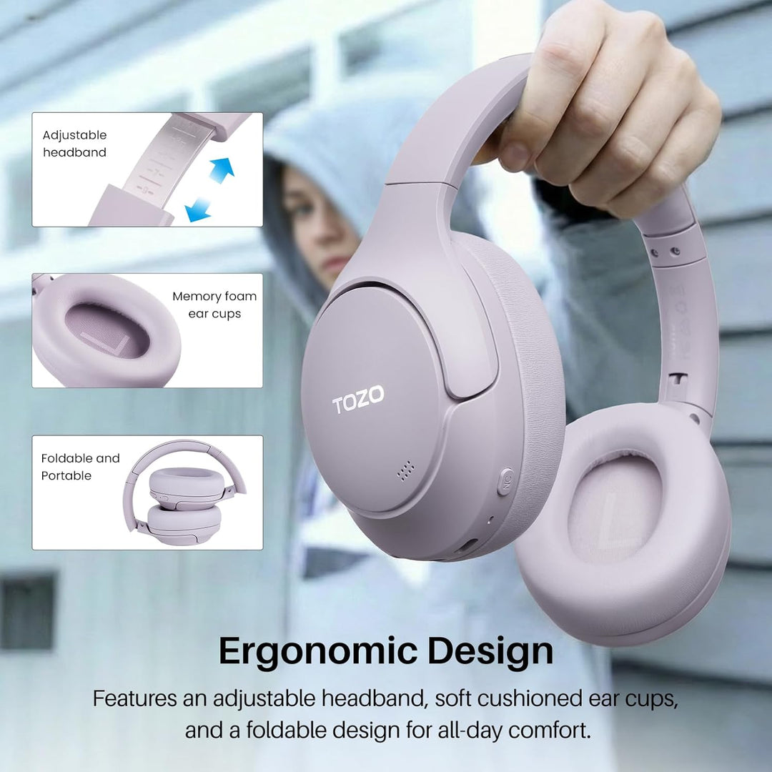 TOZO HT3 Kopfhörer Kabellos Bluetooth Over Ear, Noise Cancelling Kopfhörer mit 5 Mics,90 Std, Hi-Res