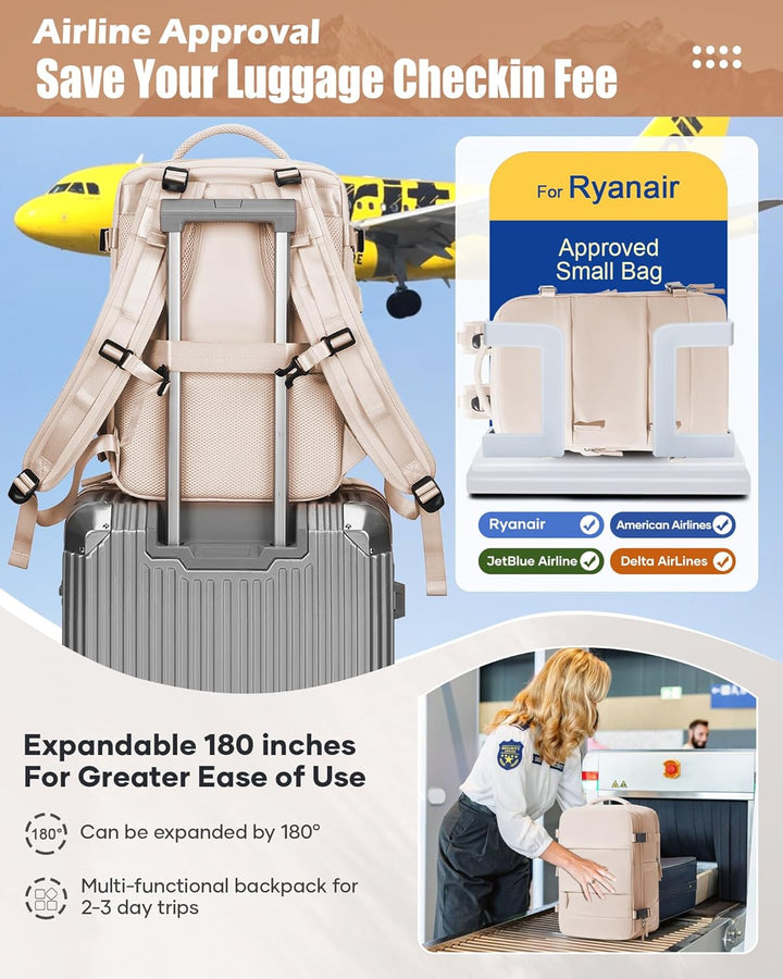 SZLX Grosser Reiserucksack Damen,Vakuum Rucksack mit Pumpe Ryanair Handgepäck 40x30x20 Herren, Wizza