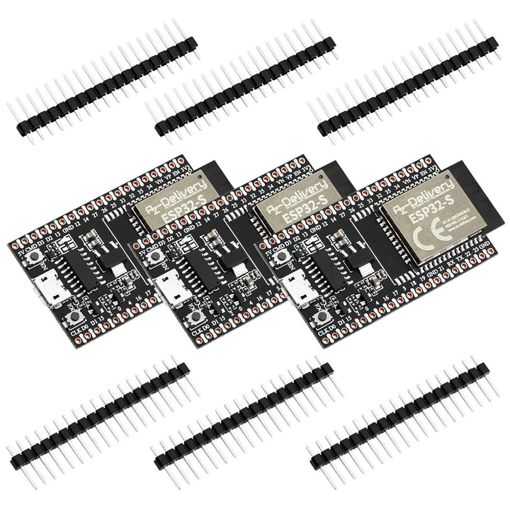 AZDelivery 3 x ESP32S Dev Kit C V4 NodeMCU WLAN/WiFi Development Board unverlötet kompatibel mit Ard
