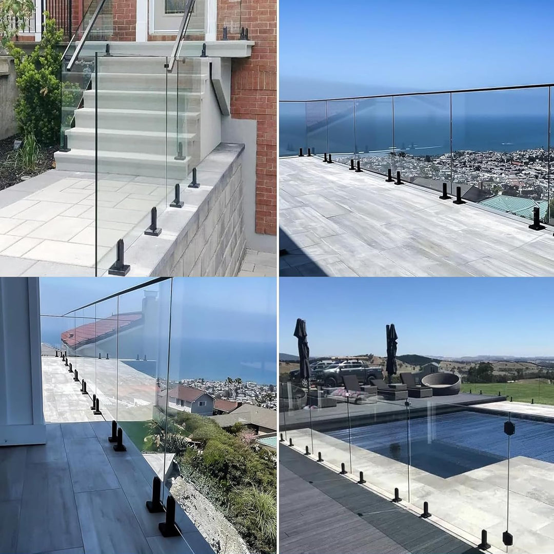 Catekro 2 Stück Schwarz Robuste Glasklemme aus 201 Edelstahl, für Pool-Zaun, Balustrade, Geländer, P