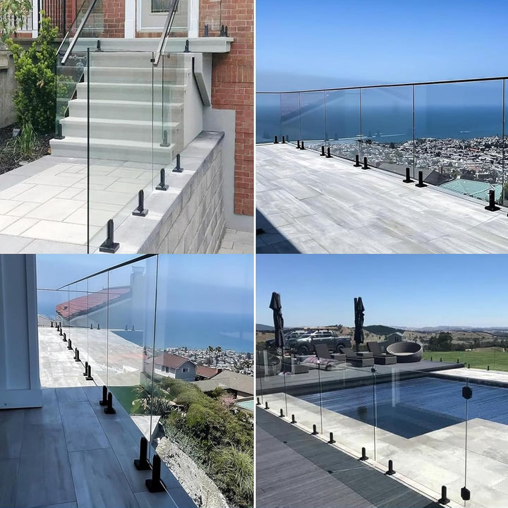 Catekro 2 Stück Schwarz Robuste Glasklemme aus 201 Edelstahl, für Pool-Zaun, Balustrade, Geländer, P
