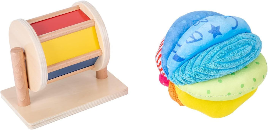 Adena Montessori Baby-Spielzeug-Set mit Montessori-Spiegel, Peekaboo-Knopf-Puzzle, mittlerer Dreh-Tr