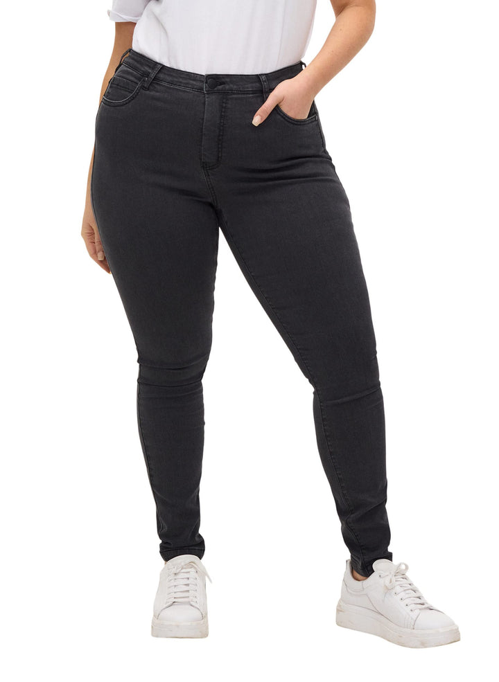 Zizzi Grosse Grössen Damen Super Slim Amy Jeans mit hoher Taille Gr 42-56 44W / 30L Grey Denim, 44W