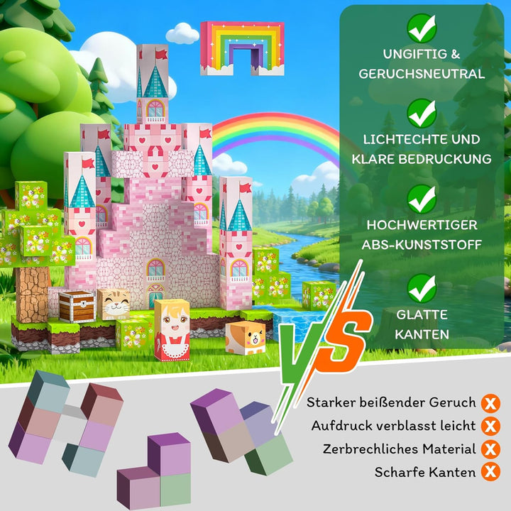 Magnetische Bausteine 100 PCS 2CM Magnetbausteine für Kinder ab 3 Jahre Magnetic Blocks, Montessori
