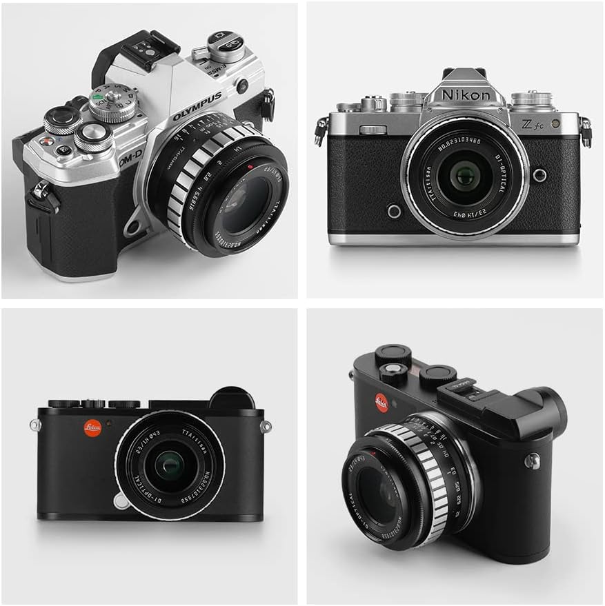 TTArtisan APS-C Objektiv, 23 mm, F/1,4, Metallgehäuse, kompatibel mit L-Halterung, Schwarz und Silbe
