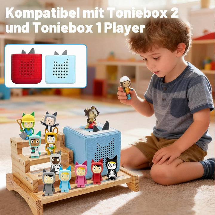 für 3-Tier Toniesbox Regal, Massiv Kiefernholz Tonie Regal Mädchen Kompatibel mit Toniesbox 1 und To