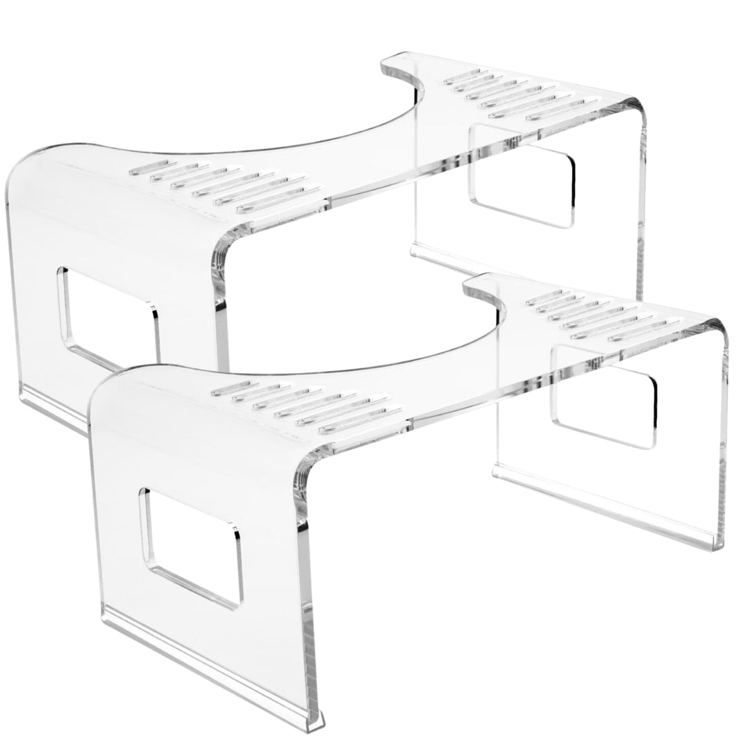 StarK Toilettenhocker 2er-Set - 18 cm Höhe - klares Acryl - rutschfest & platzsparend - transparente
