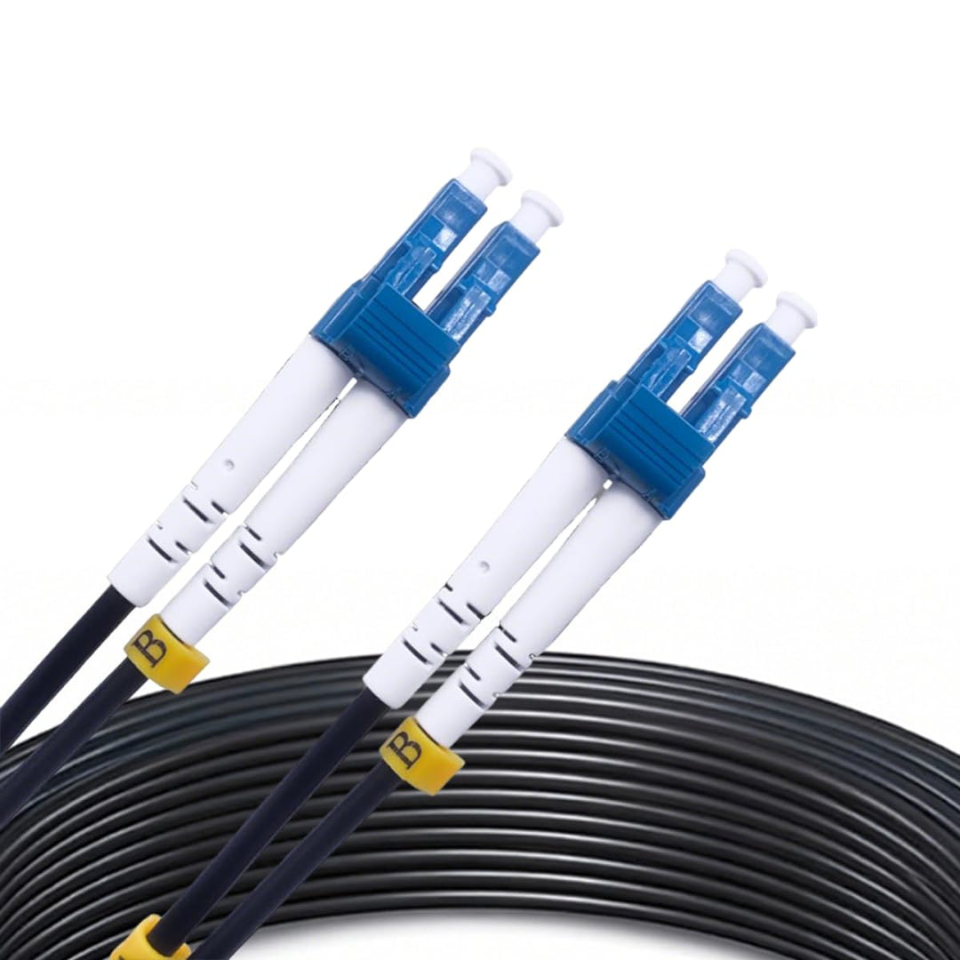 Elfcam® - 200m Glasfaserkabel LC/UPC zu LC/UPC OS2 Duplex Monomode 9/125μm für Aussen- und Innenbere