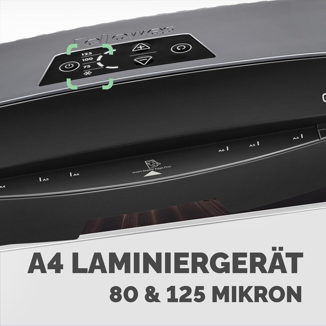 Fellowes Calibre A4 Laminiergerät für 80-125 Micron Folien, 60 Sek. Aufwärmzeit, staufreies Laminier