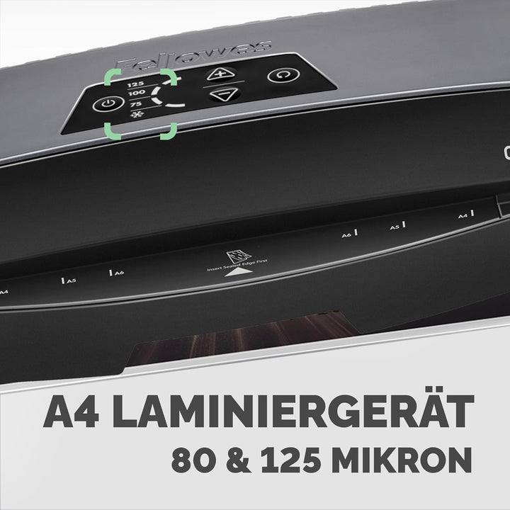 Fellowes Calibre A4 Laminiergerät für 80-125 Micron Folien, 60 Sek. Aufwärmzeit, staufreies Laminier