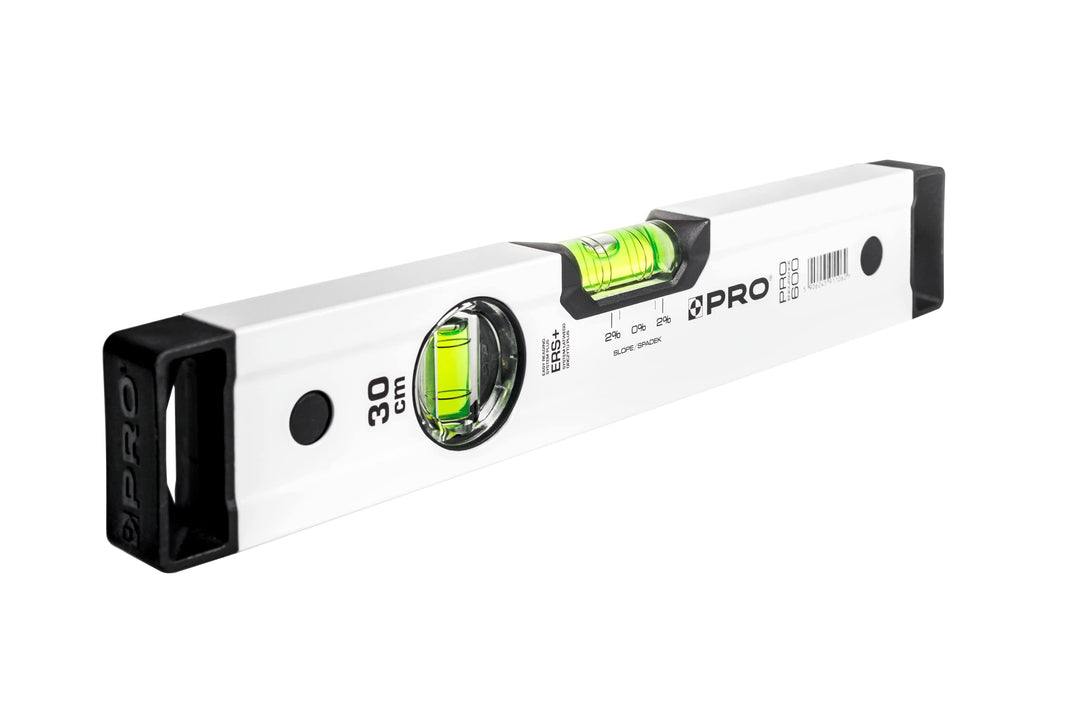 PRO600 Wasserwaage 30cm mit 2% Gefälle - Ergonomischen Profil und ERS+ (Easy Reading System) Präzise
