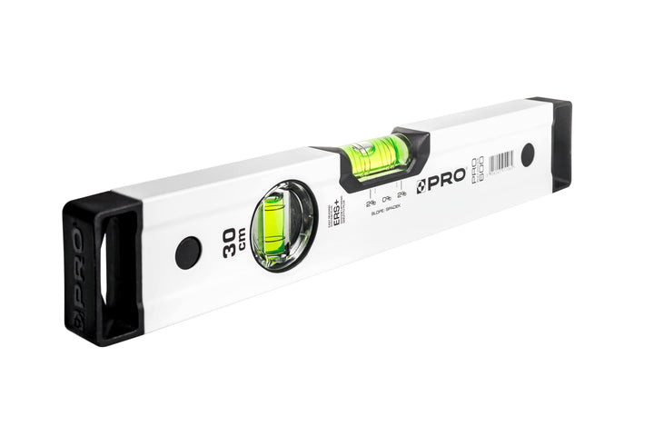 PRO600 Wasserwaage 30cm mit 2% Gefälle - Ergonomischen Profil und ERS+ (Easy Reading System) Präzise