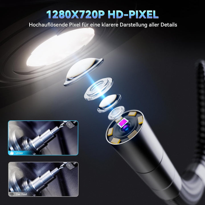 Ralcam Endoskopkamera 6,2mm Endoscope Camera - Endoskop 360° Inspektionskamera mit Licht 5,0" HD 128