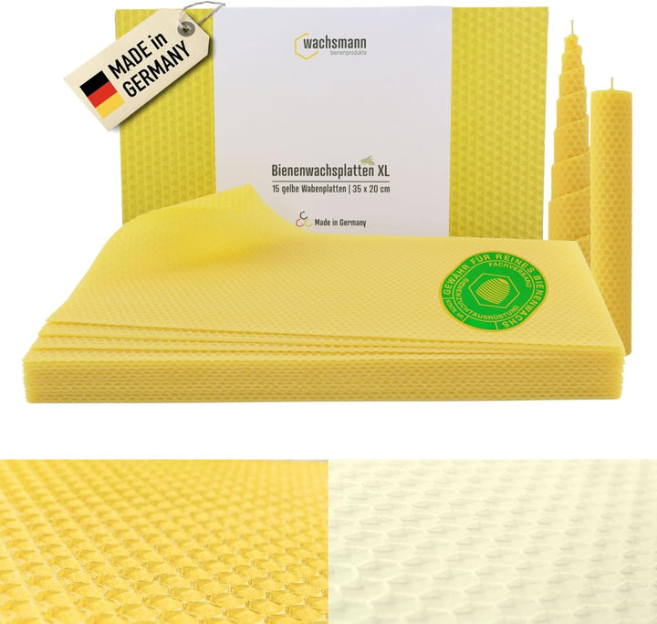Wachsmann reines Bienenwachs aus Deutschland, lila Flieder, 15 Bienenwachsplatten für Kerzen 35 x 20