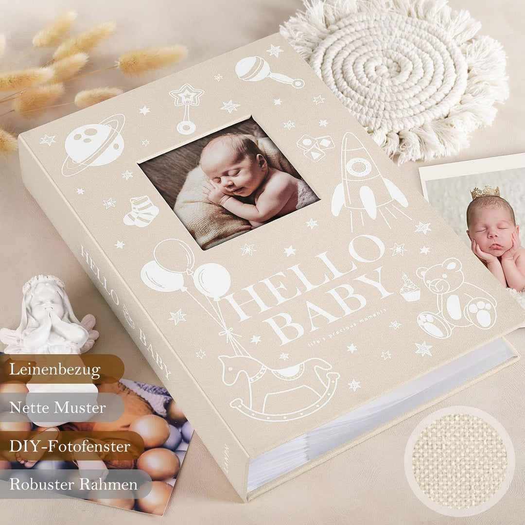 Lanpn Baby Photo Album 10x15 300 Fotos, 4x6 Fotoalbum Babyalbum Einsteckalbum, Leinen Einstecken Fot