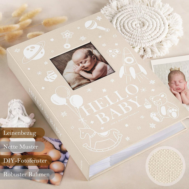 Lanpn Baby Photo Album 10x15 300 Fotos, 4x6 Fotoalbum Babyalbum Einsteckalbum, Leinen Einstecken Fot