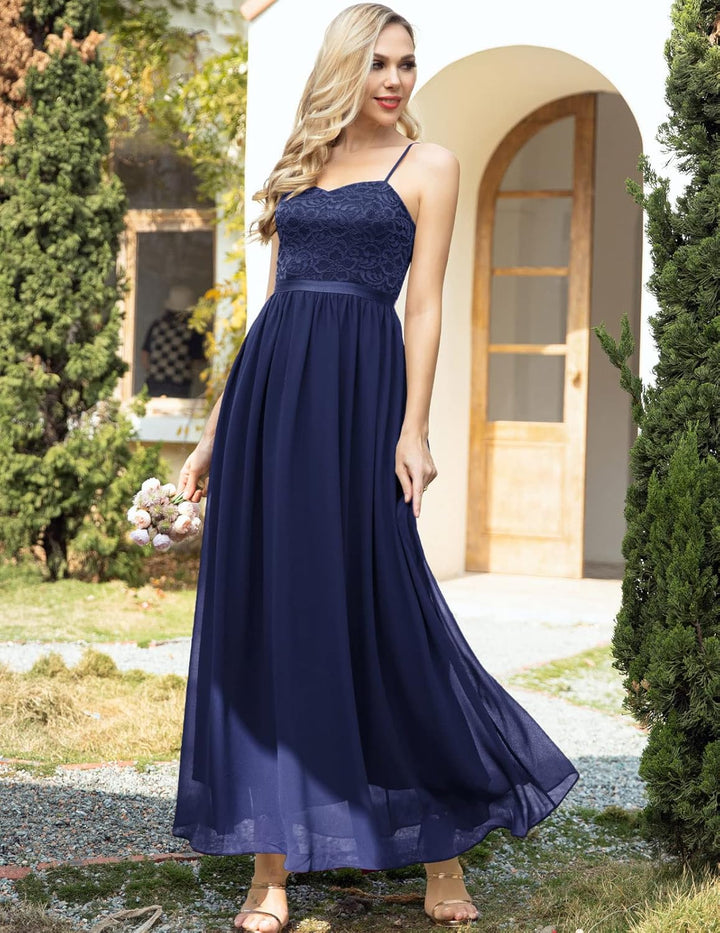 DRESSTELLS Damen Abendkleider Elegant für Hochzeit Brautjungfernkleider Lang Chiffon Brautjungfernkl