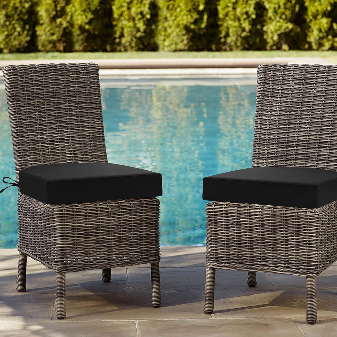 Sitzkissen Outdoor 45x45, 2er Set Wasserdicht mit Bändern | Wasserdichtes Stuhlkissen für Gartenmöbe