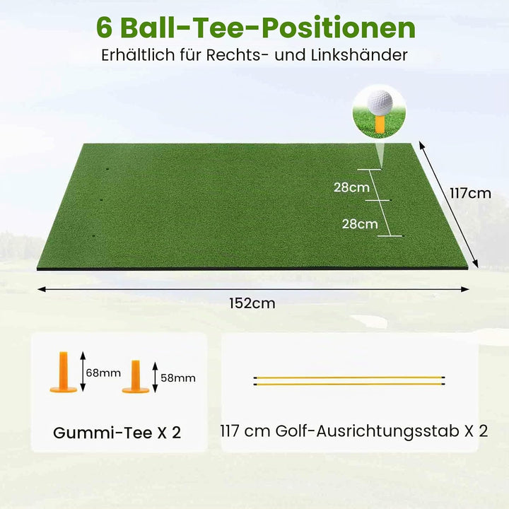 LIFEZEAL Golf Abschlagmatte inklusive Gummi Tee, Golf Matte zusammenrollen, Golf Abschlagmatte mit 6