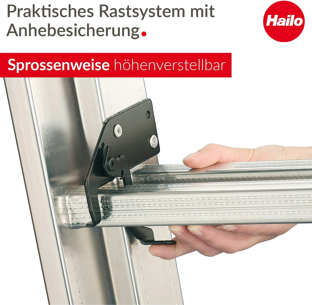 Hailo S80 ProfiStep Duo Alu-Schiebeleiter - 2 x 12 Sprossen belastbar bis 150 kg - Rastsystem mit An