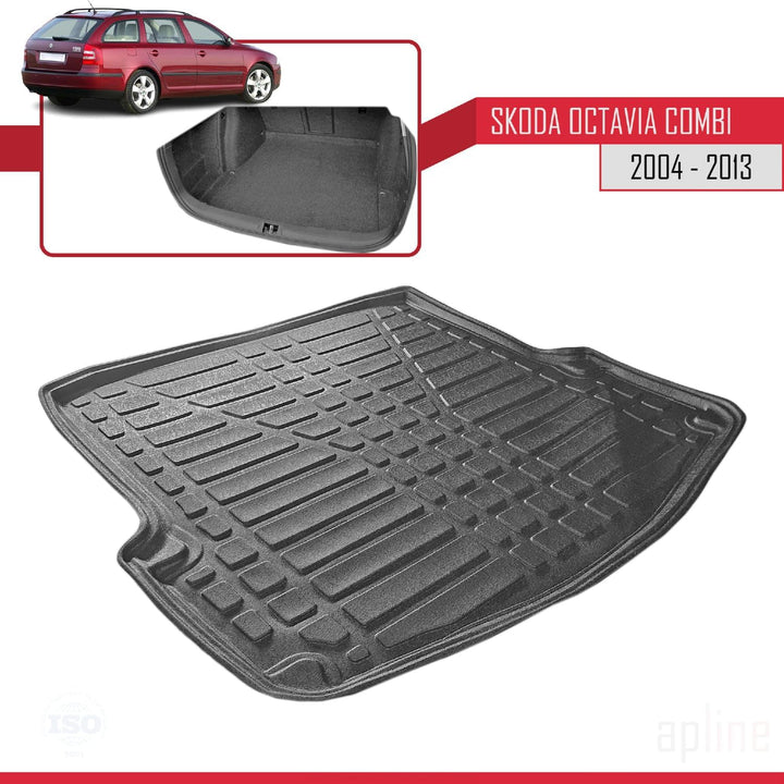 Kompatibel mit Skoda Octavia 2 (1Z) Combi 2004-2013 Flexibel Kofferraumwanne Laderaumwanne Schwarz