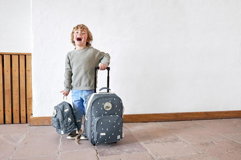 LÄSSIG Kinderkoffer Trolley Reisekoffer mit Teleskopstange und Rollen für Kinder Handgepäck/Trolley