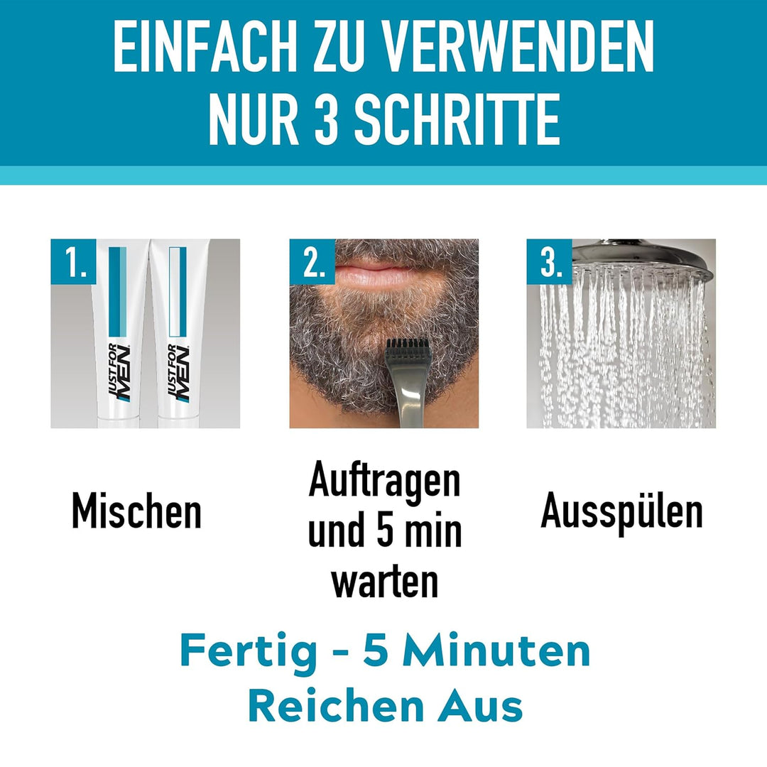 Just For Men Schnurrbart & Bart Färbe, Bart Farbe, Tönung, Bartfarbe, Eliminiert Graue Haare Für Ein