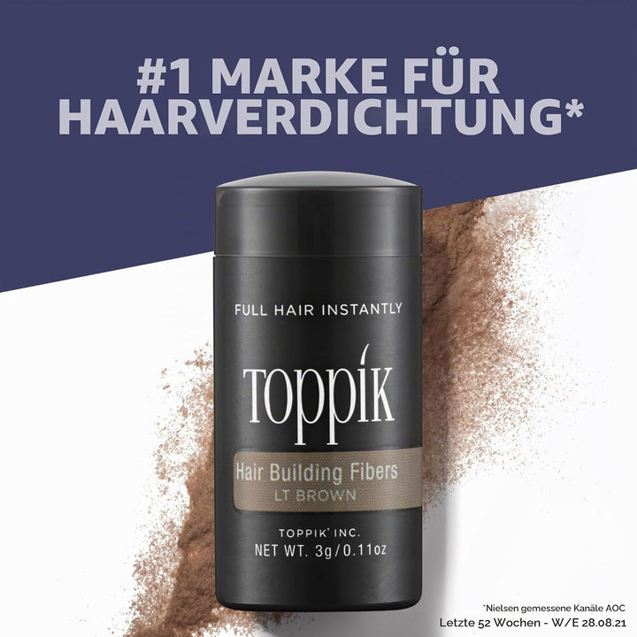 Toppik Haarfasern 55 g, Hellbraun, natürlich gewonnene Fasern aus Keratin für voller aussehendes Haa