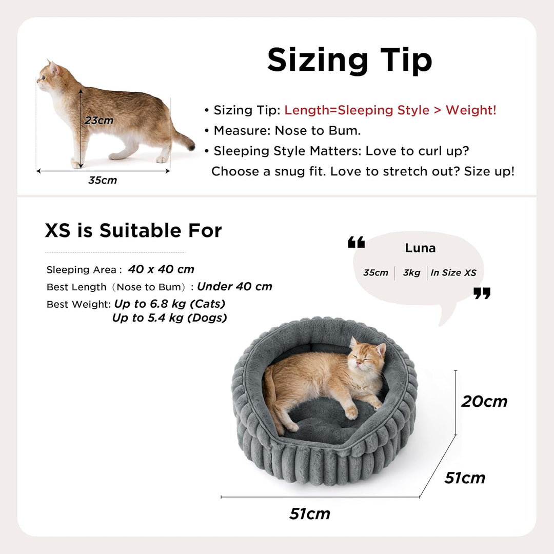 BEDSURE Flauschiges Katzenbett für Wohnungskatzen - 51 x 51 cm kleines rundes Katzenbett, waschbares