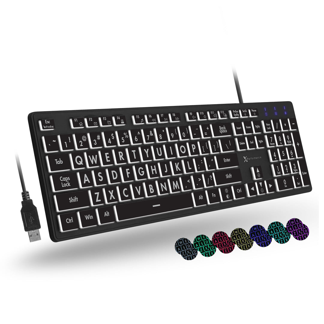 X9 Performance Grosse Tastatur mit Hintergrundbeleuchtung, leicht zu sehen und zu tippen, grosse Tas