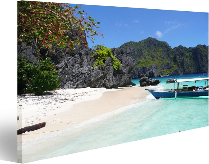 islandburner Bild auf Leinwand Strand Auf Den Philippinen Bilder Wandbilder Poster Leinwand 100x57cm