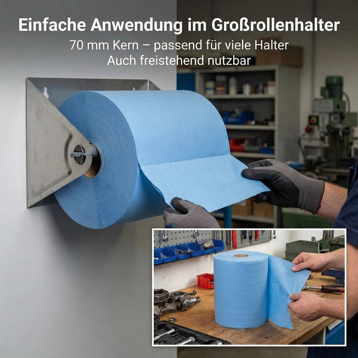 Putztuchrolle saugstark | 2-lagig | 1.000 Blatt | 36,5 x 35 cm | Für Werkstatt, Industrie und Handel