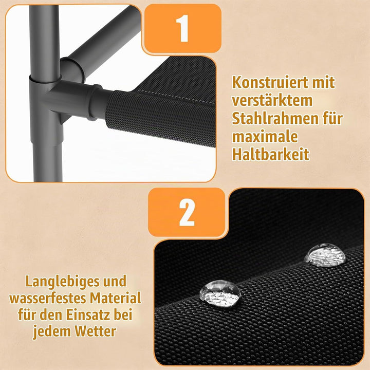 Offener Kleiderschrank 4 Ebenen Kleiderständer stoffschrank Schwarz | Kleiderstange und Ablagen Frei