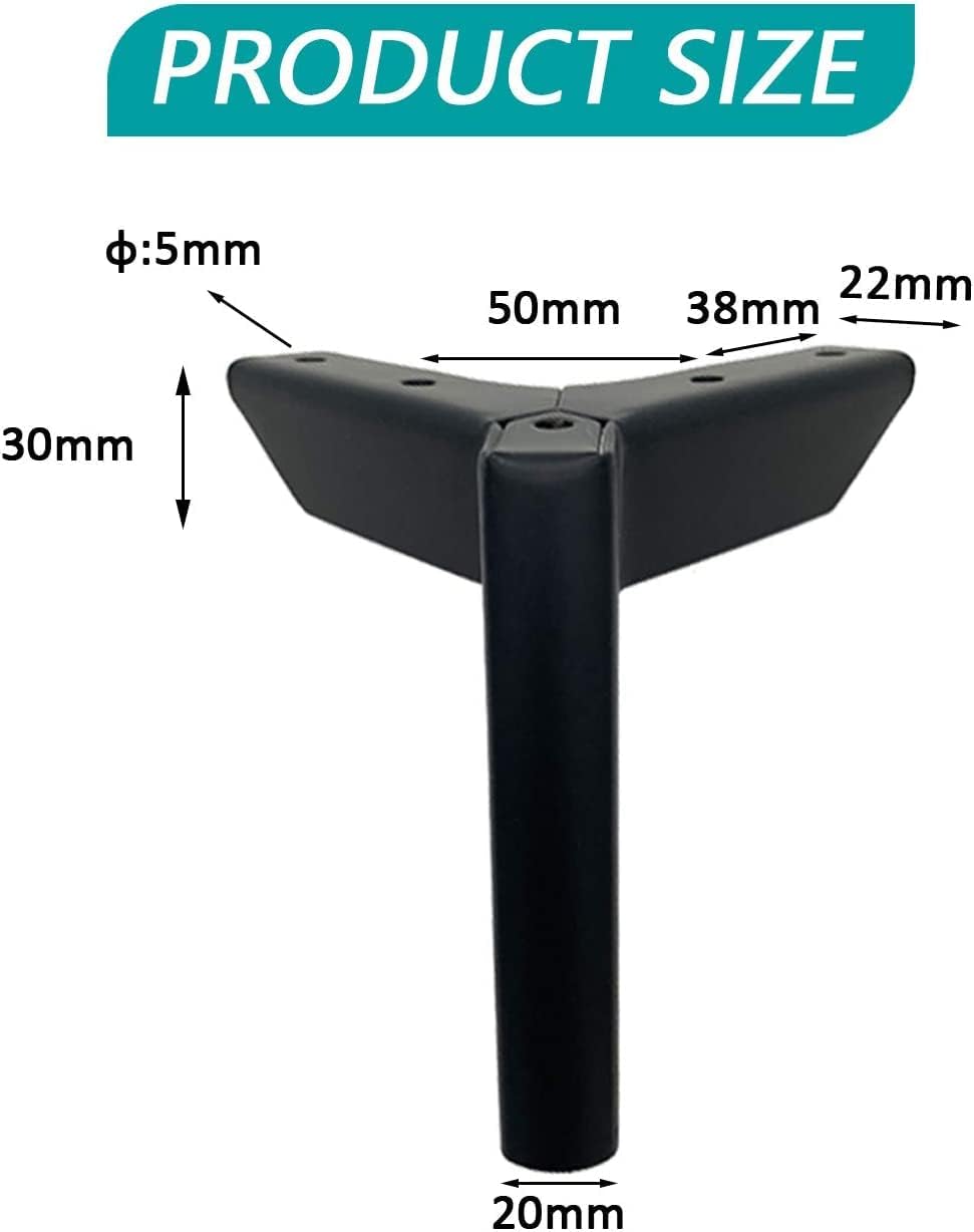 WZCMLJ 4 Stück Schwarz Möbelfüsse, 5" / 12cm Möbelfüsse Metall Schrankfüsse DIY Tischbeine Schrankfü