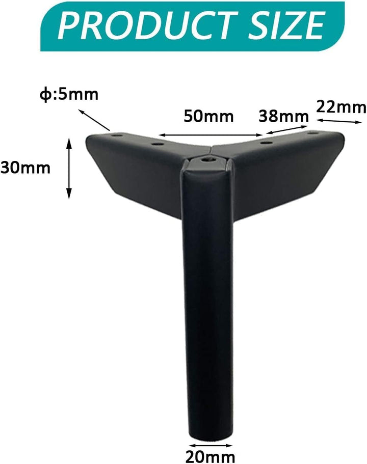 WZCMLJ 4 Stück Schwarz Möbelfüsse, 5" / 12cm Möbelfüsse Metall Schrankfüsse DIY Tischbeine Schrankfü