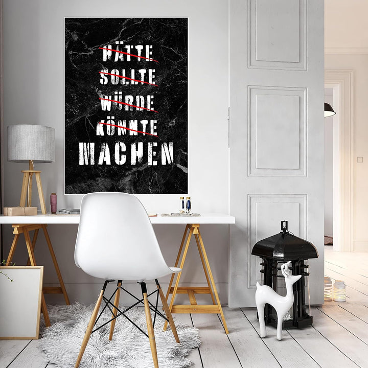 wandmotiv24 Poster als Wanddeko, Grösse 100x70cm, Hätte sollte würde, Marmor, Moderne Wanddeko, Wand