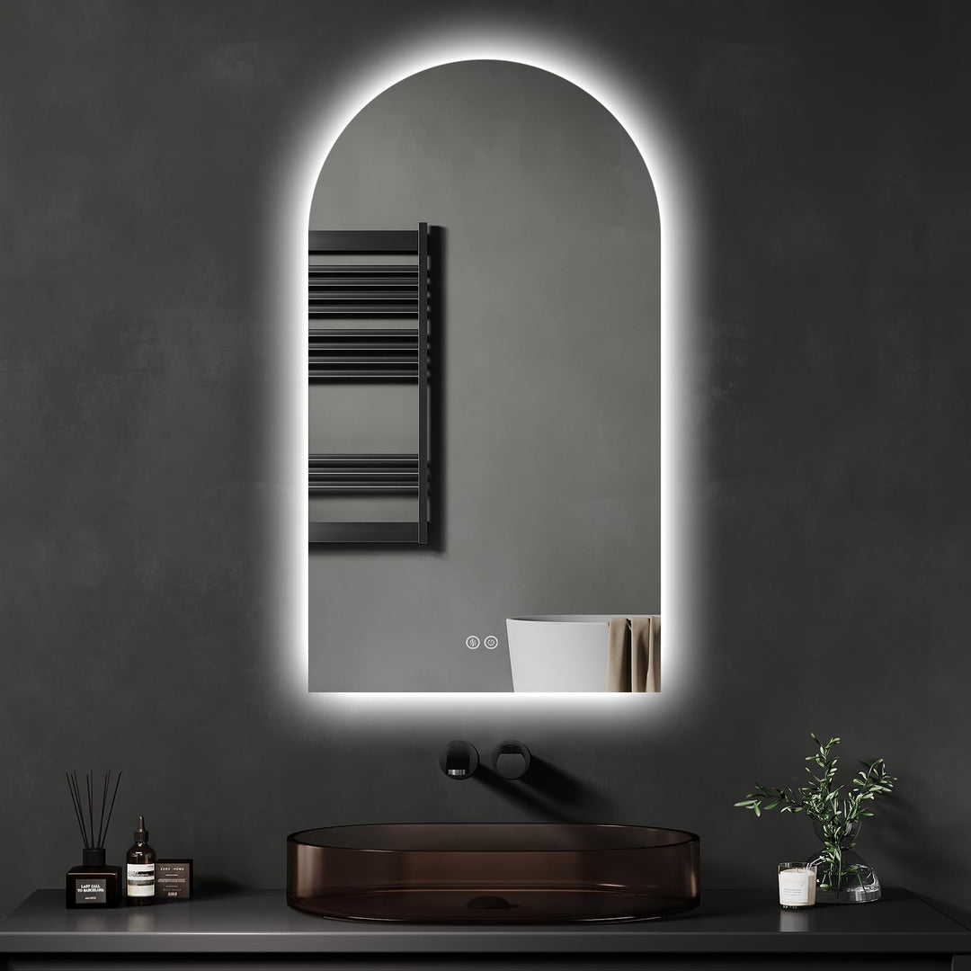 Badezimmerspiegel mit LED Beleuchtung, Beschlagfrei, Touch-Schalter, Dimmbar, 3 Lichtfarben, Wandspi
