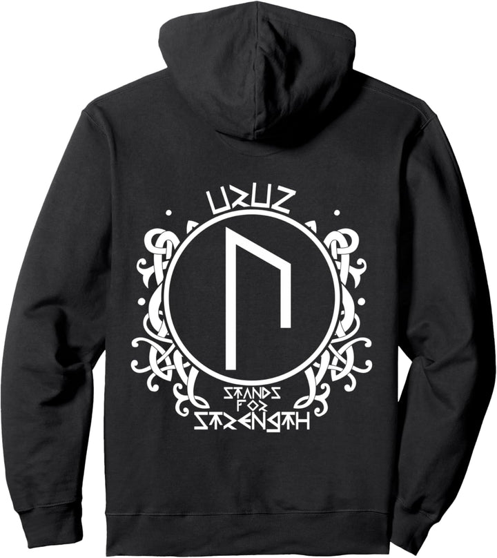 URUZ Rücken Motiv Wikinger Symbol Nordische Rune Stärke Pullover Hoodie