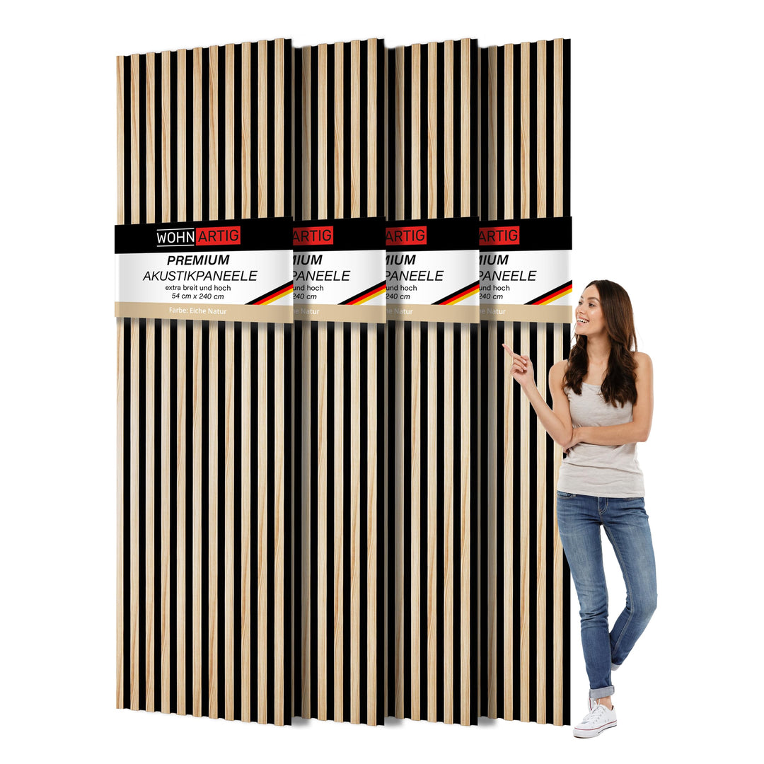wohnartig 3D Akustikpaneele (Eiche Natur, 4 Stück 240cm x 54cm) Eiche Natur 4 Stück 240cm x 54cm, Ei