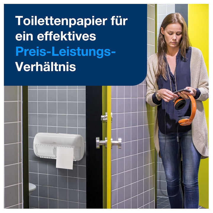 Tork 557000 Spender für Kleinrollen Toilettenpapier T4 in Weiss / Hygienischer Papierspender für Toi