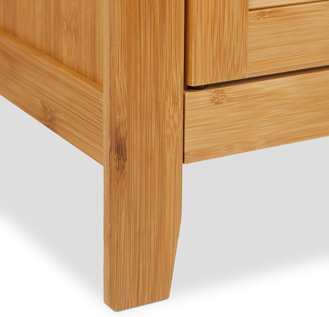 Relaxdays Waschbeckenunterschrank LAMELL, 2 Türen, Waschbecken & Waschtisch, Bambus & MDF, HBT: 60 x